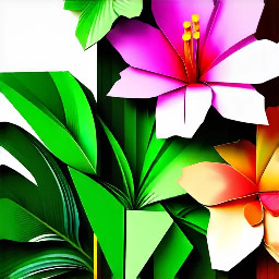 Lush botanical garden with exotic tropical plants and giant colorful flowers in vibrant layered papercraft paper art style, rich greens and bright floral tones, fresh and vibrant atmosphere, highly detailed intricate paper layers, vibrant saturated colors, masterpiece, vertical wallpaper 3:4