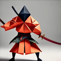 Samurai con armadura katana y posando